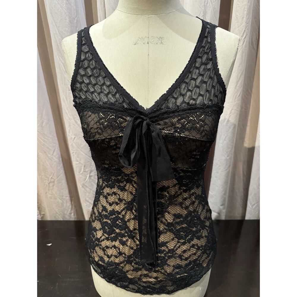 Vintage Ann Ferriday Lace, Silk, Trellis Mesh Top M
